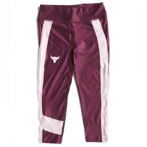 UNDER ARMOUR Project Rock Ankle Crop Leggings YXL, Burgundy, NWT
